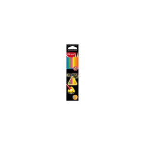 6 Crayons De Couleur Fluo - Pochette Carton