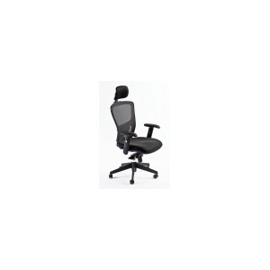 Fauteuil Synchrone En Mailles Noires Avec Appui-T&ecirc;te R&eacute;glable