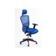 Fauteuil Synchrone En Mailles Bleues Avec Appui-Tête Réglable