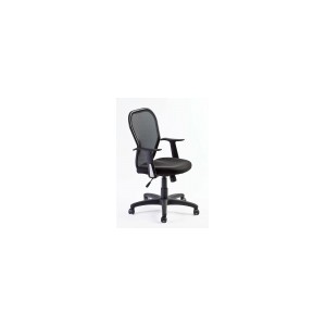 Fauteuil Synchrone En Mailles Noires Avec Appui-T&ecirc;te R&eacute;glable Et Accoudoirs