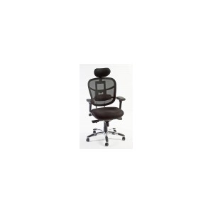 Fauteuil synchrone en mailles noires avec appui-t&ecirc;te r&eacute;glable
