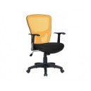 Fauteuil en mailles noires et jaune synchrone avec accoudoirs et r&eacute;glage lombaires