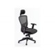 Fauteuil Synchrone En Mailles Noires Avec Appui-Tête Réglable