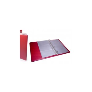Porte-cartes de visite &agrave; anneaux rechargeable rouge