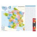 France administrative : R&eacute;gions, D&eacute;partements, Cantons. Carte murale plastifi&eacute;e