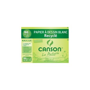 Pochette Papier &agrave; Dessin Recycl&eacute; blanc 24 x 32 cm 160g - Canson